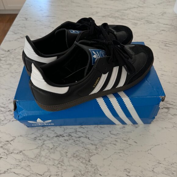 ADIDAS SAMBA OG CLASSIC BLACK WHITE GUM SOLE SNEAKERS SIZE 10 - Picture 1 of 2
